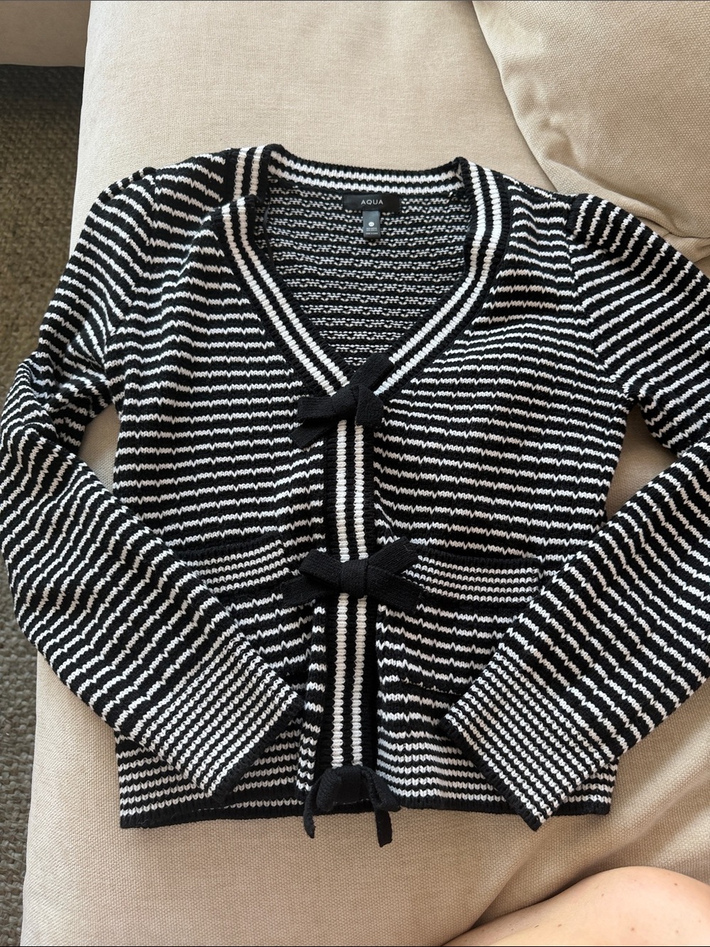 Aqua Black & White Cardigan